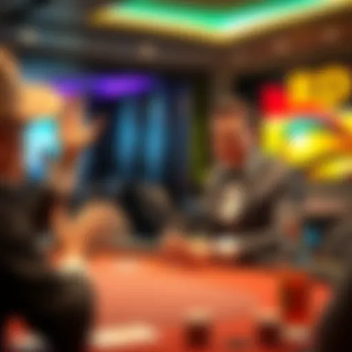A player at a gaming table smiling and greeting the dealer with a friendly wave, creating a welcoming atmosphere.