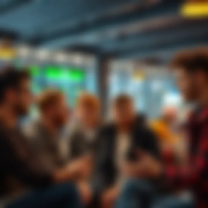 A group of young men sharing their thoughts in a casual setting, engaged in conversation about current events.