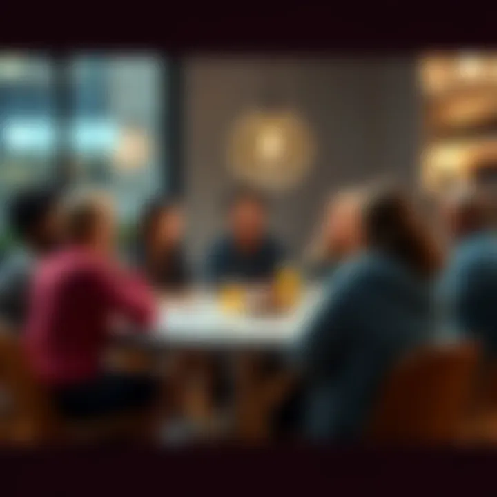 People gathered around a table sharing their thoughts and feelings on a recent topic