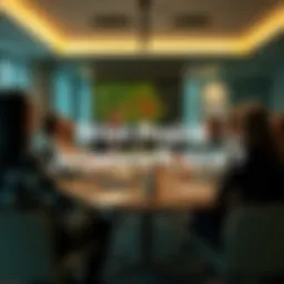 People gathered around a table discussing the potential success of a project