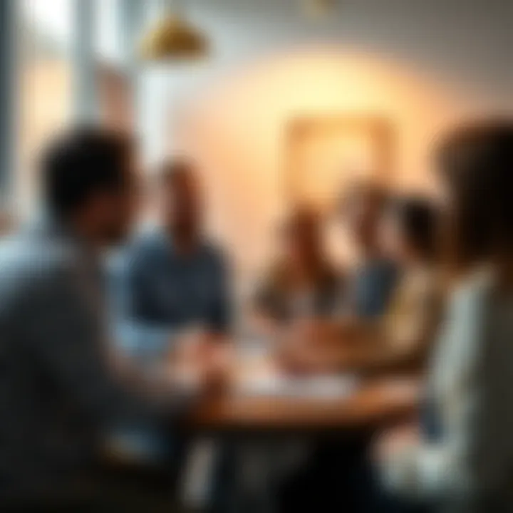 Group of people discussing a lawsuit A diverse group of people in a meeting, sharing ideas and concerns about a potential class-action lawsuit