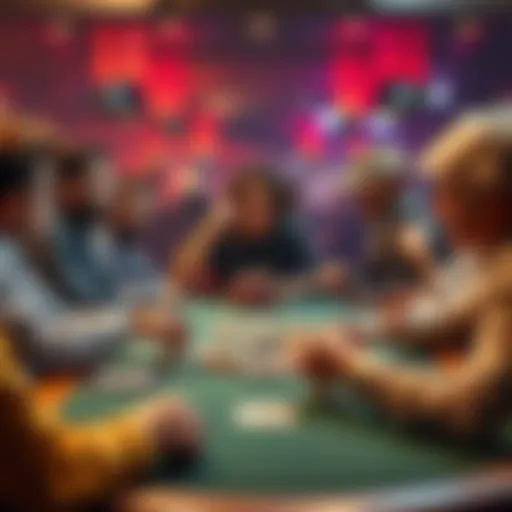 A lively game table with players, one loudly boasting and causing tension