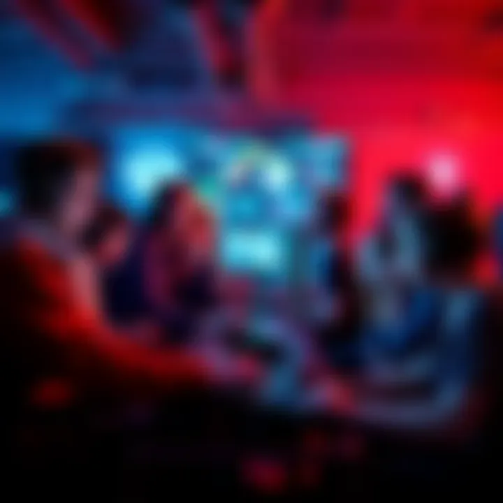 A diverse group of people gathered around computers, enjoying a private online game session together
