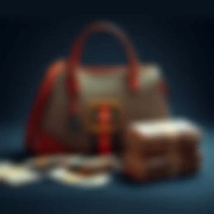 A stylish Gucci bag next to stacks of cash, symbolizing financial choices
