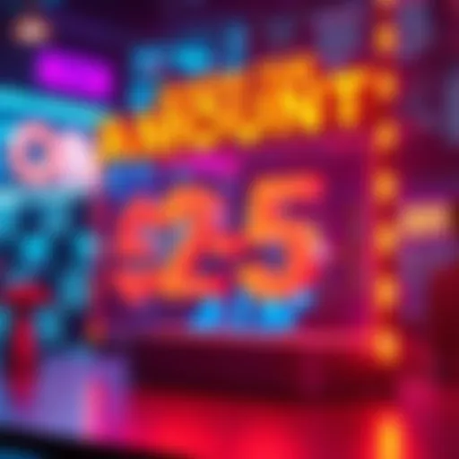 A colorful graphic inviting people to guess an amount between 1 and 25 dollars for a small prize.