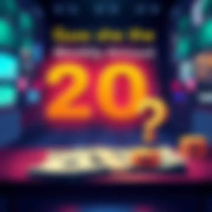 Guess the Monthly Amount A graphic depicting a prize of 20 dollars for guessing a monthly amount. Includes an illustration of cash and a question mark.