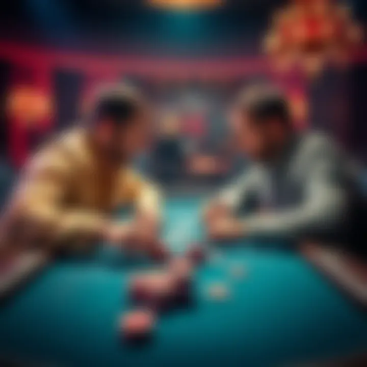 Guilbeau and Sannier face off at the poker table during a crucial hand, with cards and chips visible