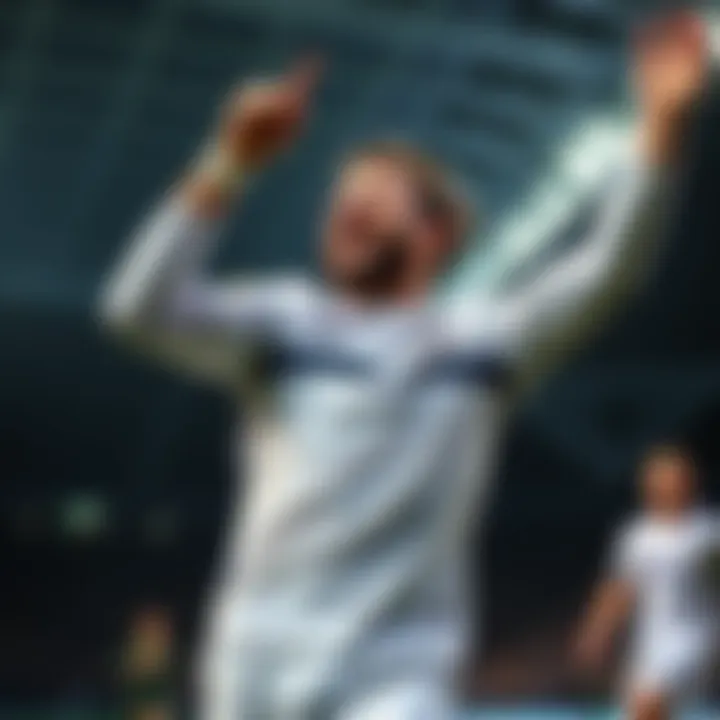 Erling Haaland celebrating after scoring his first goal for the team