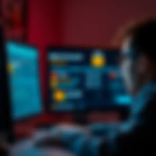 A person looks worried while checking their bank account on a computer screen, showing unauthorized transactions and missing funds.
