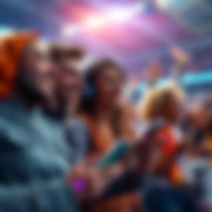 A group of people celebrating and checking their lotto numbers during halftime.