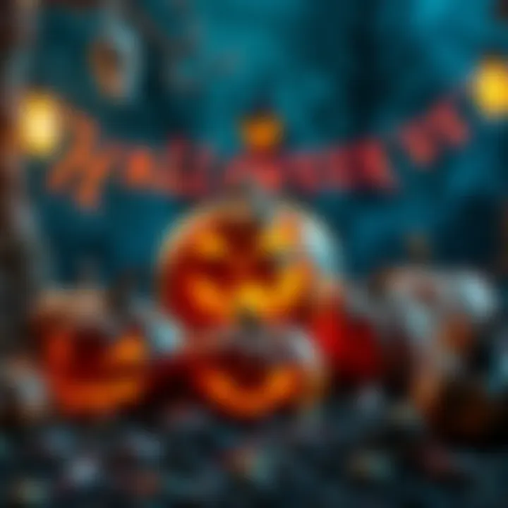 A spooky Halloween scene with pumpkins and candy, highlighting festive bonuses at Stake.