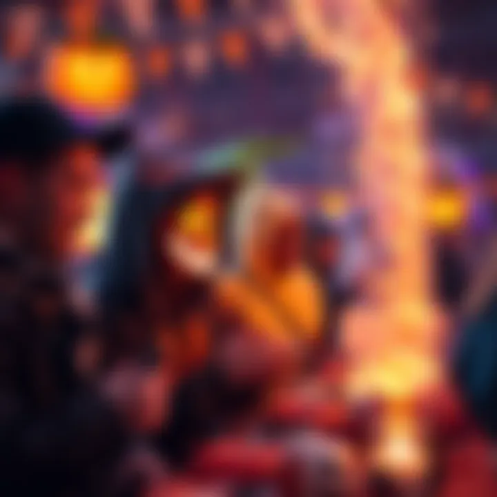 People enjoying Halloween games and activities with costumes and decorations.