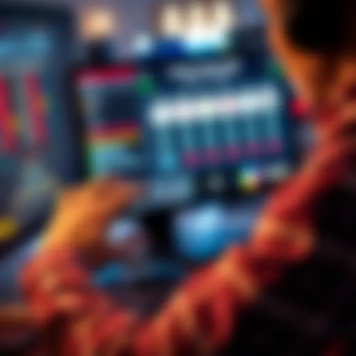 A person using a solver tool on a computer to analyze their poker hands and strategies, focused on hand ranges for both themselves and opponents.