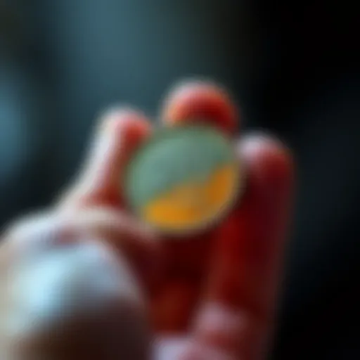 Close-up of a hand holding a shiny 20 cent coin, symbolizing small financial steps towards big dreams.