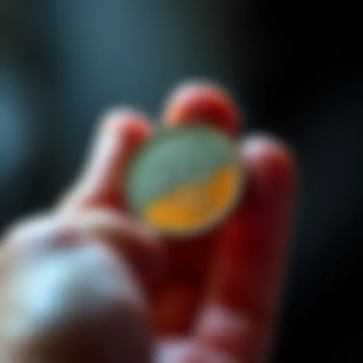 Close-up of a hand holding a shiny 20 cent coin, symbolizing small financial steps towards big dreams.