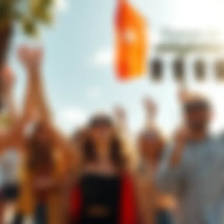 Group of people celebrating and enjoying a sunny day in Texas, showing positive vibes and optimism for the future