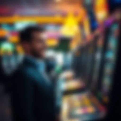 Person celebrating a big win at a slot machine in a casino