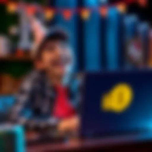 A joyful young adult celebrating turning 18, with a laptop showing online bonus options and a cash bonus icon