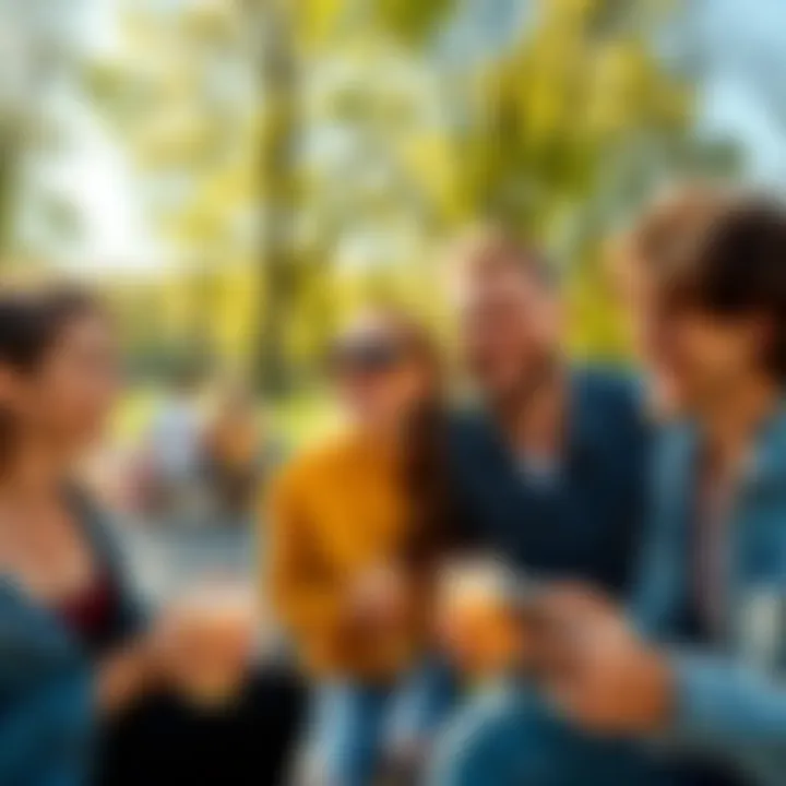 A group of friends enjoying a sunny day in the park, smiling and laughing together.