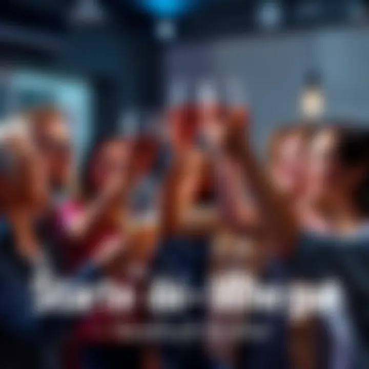 Group of cheerful people raising their glasses for a toast, celebrating a positive start to the week.