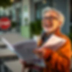 A joyful person with a big smile, holding financial documents, looking hopeful about retirement and financial recovery.