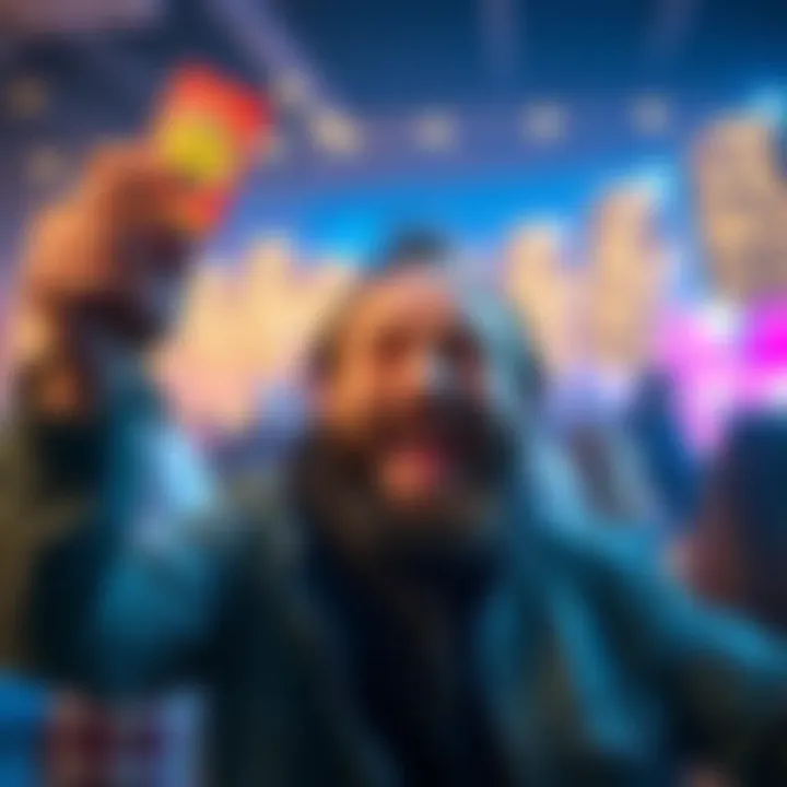 A happy person celebrating after winning on a Scratcher lottery ticket, showing off the ticket with a big smile