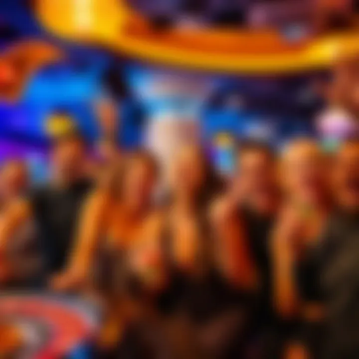 A group of excited people celebrating their winnings at a casino, showing smiles and joy, with chips and drinks in hand.