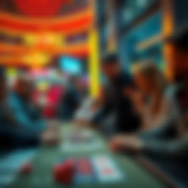A Hard Rock Bet host interacting with players at a gaming table, sharing tips and strategies for bonuses and comps.