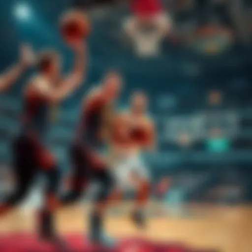 Hawks players showing teamwork and energy during a basketball game