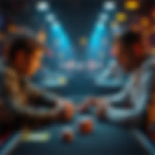 Heads-Up Poker Match Two players engaging in a heads-up poker game, focusing on their strategies and reactions.