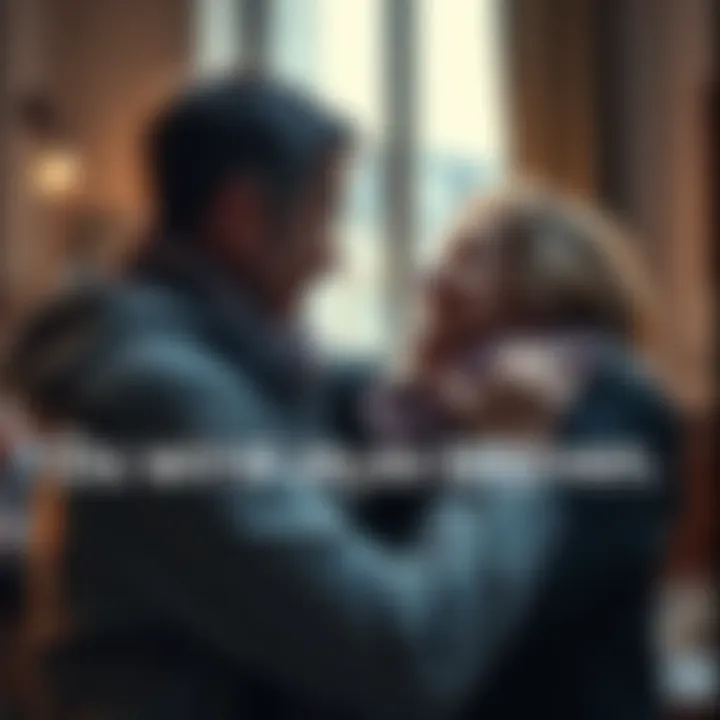 Two people sharing an emotional hug, conveying warmth and surprise in a heartfelt scene