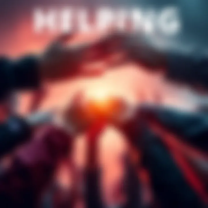 A group of people supporting each other, symbolizing unity and assistance in overcoming challenges.