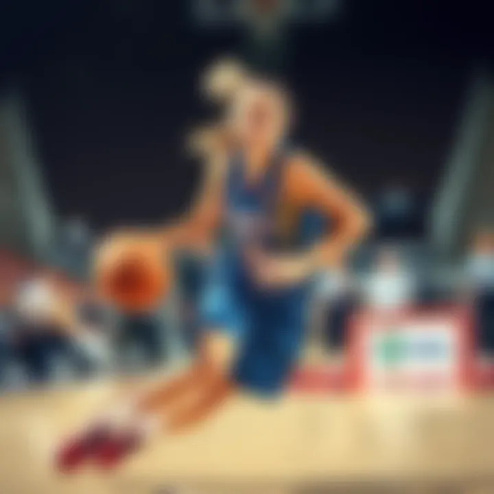 Hiedeman in action on the court during a game, showcasing her skills and scoring potential.