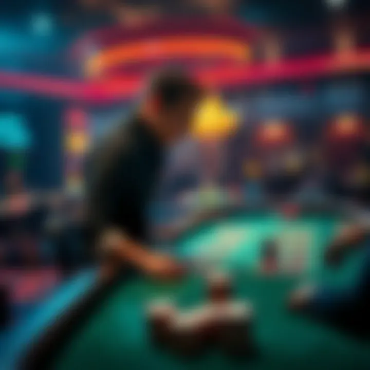 High-stakes gamble A person standing at a casino table, contemplating a big bet with a determined expression.