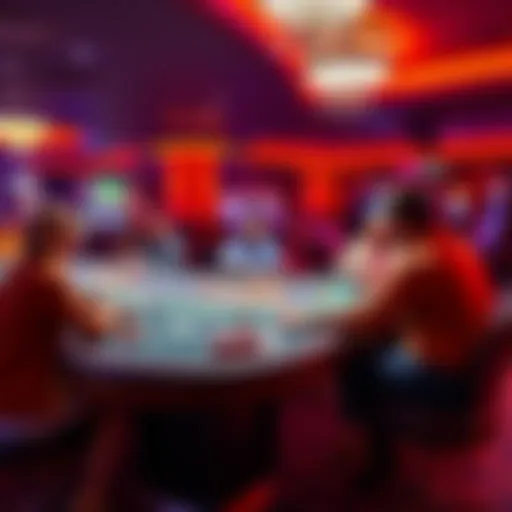High Stakes Card Game in California A group of players enjoying a high-limit poker game at a vibrant table in a California casino.