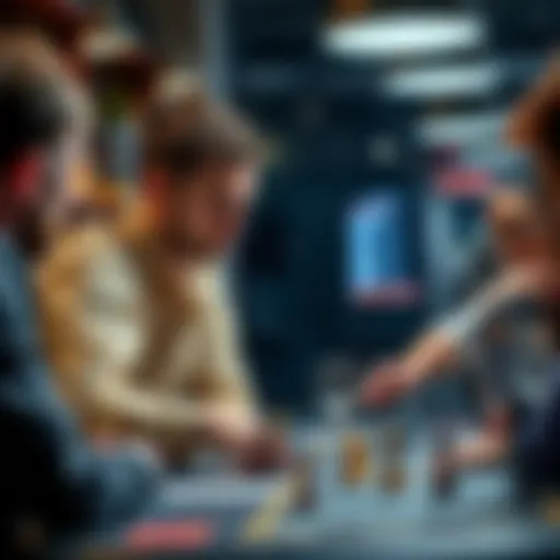 A focused player at a table, strategizing while playing a high-risk game with friends