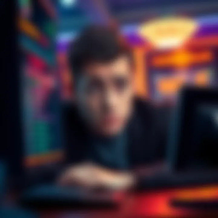 A worried player looking at a computer screen displaying casino codes, highlighting suspicious activity, with a concerned expression.