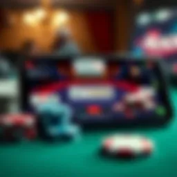 A screenshot of a poker game showing cards and chips on a mobile app, highlighting user interface with potential alerts about fairness and security