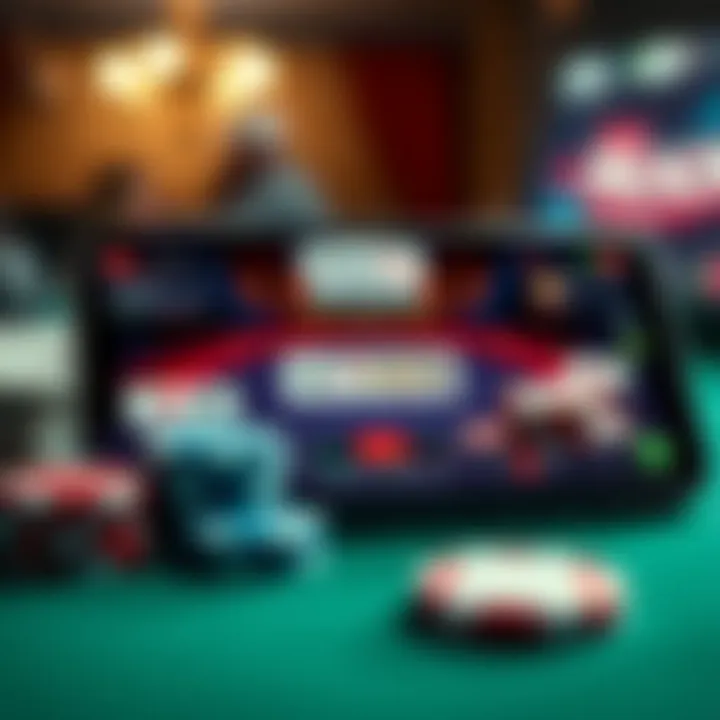 A screenshot of a poker game showing cards and chips on a mobile app, highlighting user interface with potential alerts about fairness and security