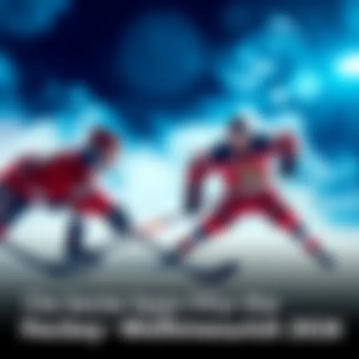 Two hockey players in action, with one shooting the puck and the other defending