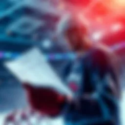 A hockey player analyzing game statistics with a sports betting slip in hand, showcasing key player highlights for betting strategy.