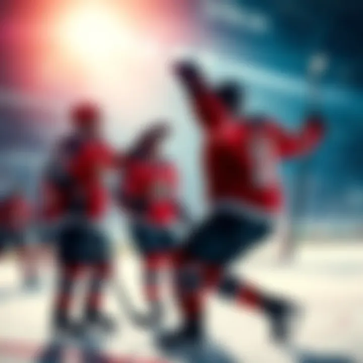 Hockey players celebrating a goal NHL players celebrating after scoring a goal during a game