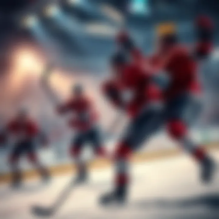 Hockey players celebrating goals Hockey players celebrating after scoring goals during an exciting game