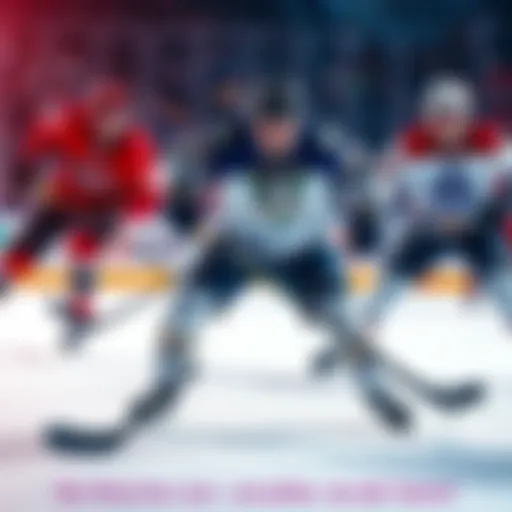 Hockey players from Ducks, Hurricanes, Kraken, and Maple Leafs competing on the ice