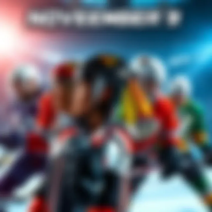 Four hockey teams: Chicago Blackhawks, Los Angeles Kings, Utah Mammoth, and Anaheim Ducks ready for competition, showcasing their team colors and logos.