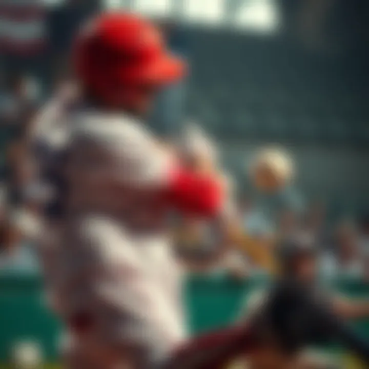 A baseball player hits a ball but it is ruled a foul due to designated hitter rules, showing frustration on their face.
