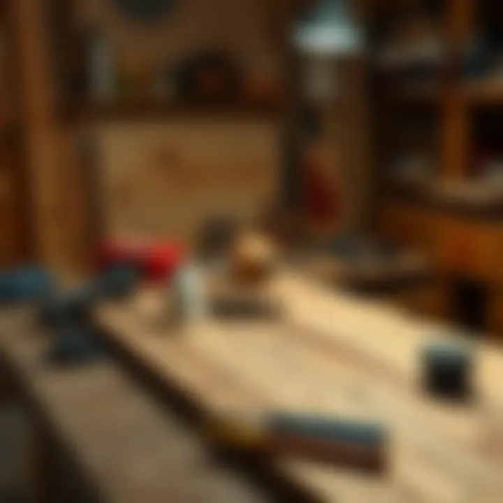 Homemade Table for Cash Game A person assembling a wooden table for a friendly cash game, showing basic woodworking tools and materials