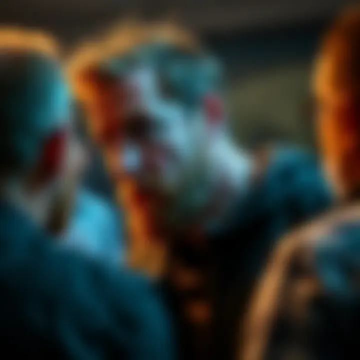 Hooper speaking to a group about his chin and public reactions