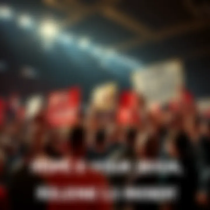 People cheering and holding signs in support at a sports event, filled with excitement and anticipation for the game tonight.