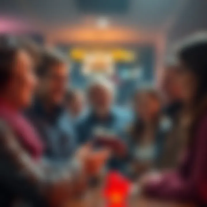 Group of people exchanging success stories about overcoming gambling addiction